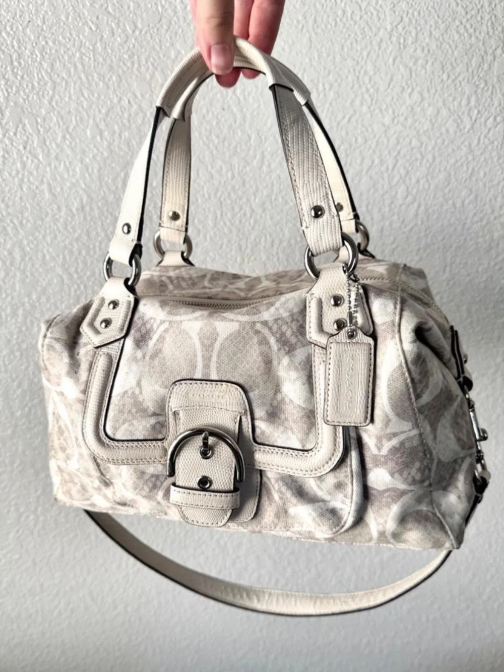 Coach Campbell Signature Satchel with Snakeskin - Picture 1 of 8